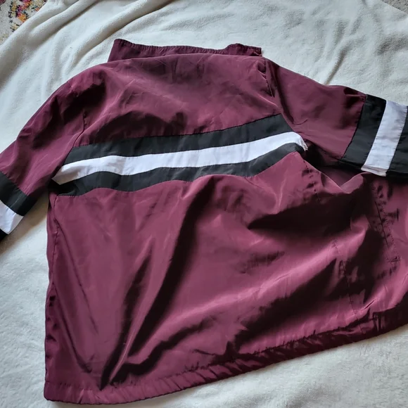 Full Tilt track jacket zip front maroon white black stripe size S - Picture 2 of 9
